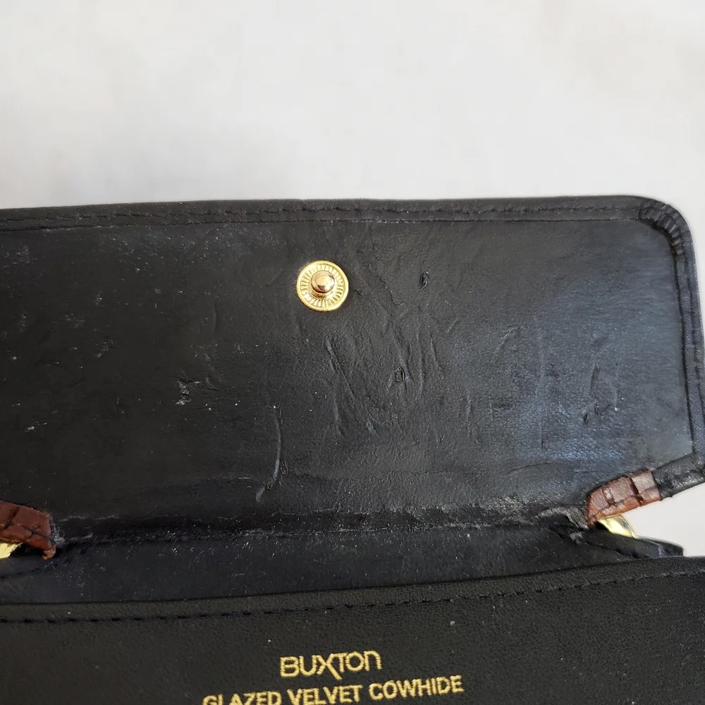 Vintage Buxton Black Brown Leather Wallet